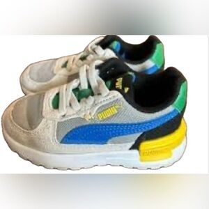 Puma Kids Sneakers - Blue, Green, and Yellow size 12C